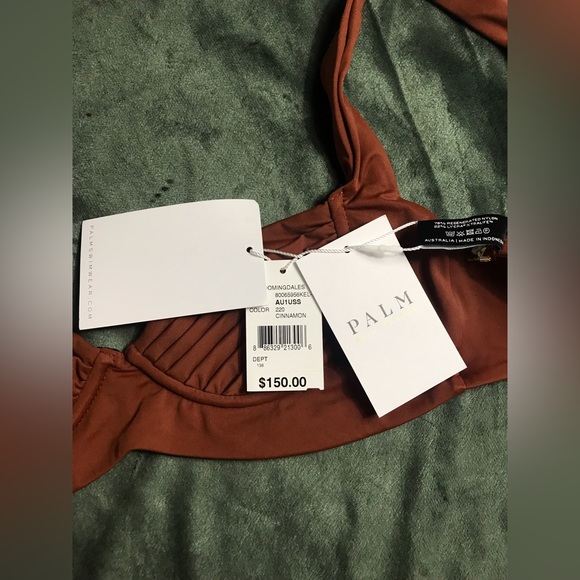 Palm Kelly Pleated Underwire Beachwear Swim Top Cinnamon MRSP $150 Size Small - Picture 7 of 7